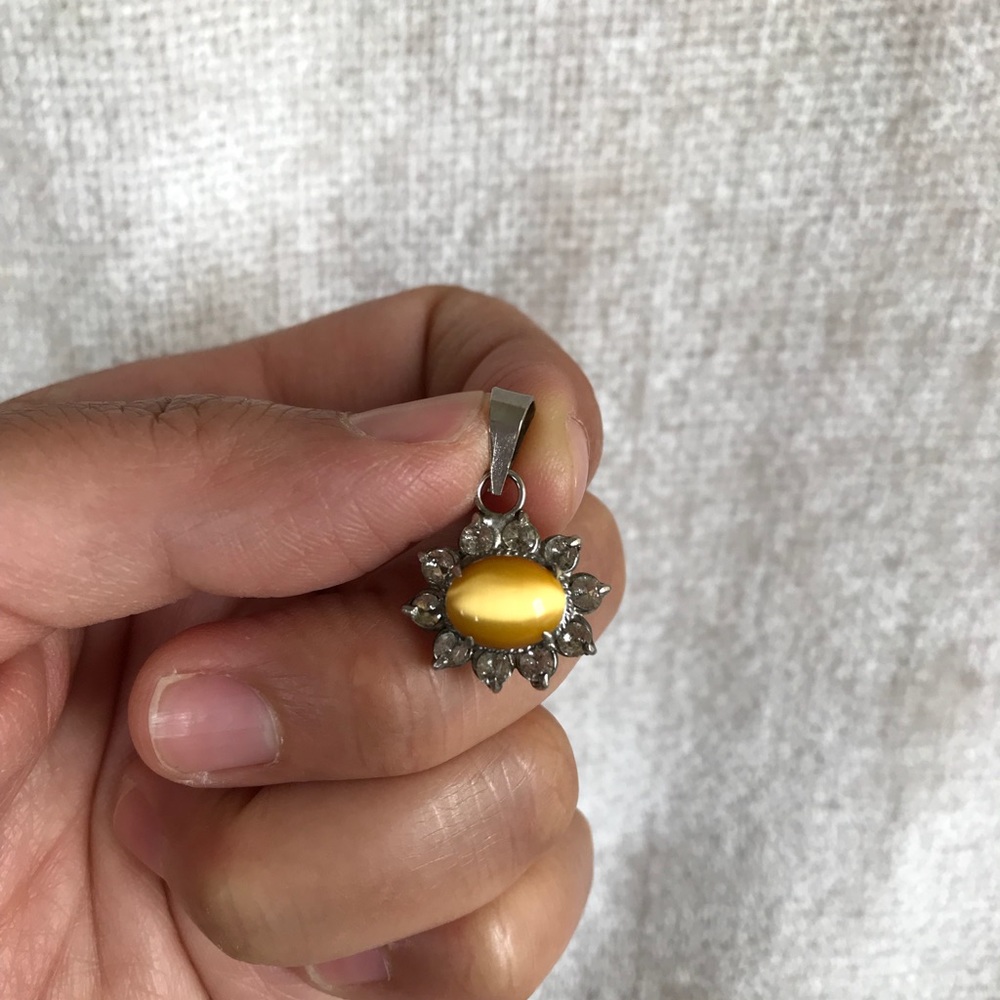 Sterling Silver Yellow Cat’s Eye Pendant